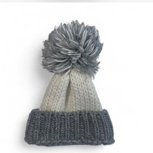 Stylish Gray and White Pom-Pom Beanie